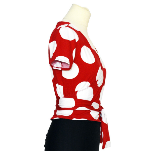 Red polka dot tango top D0022 side