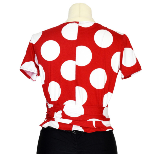 Red polka dot tango top D0022 back