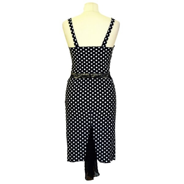 Polka dot black tango dress D0022 back