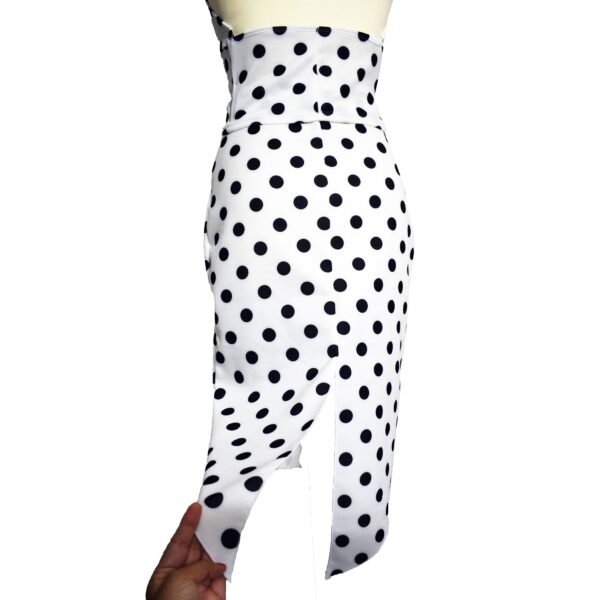 white polka dot tango dress back slit