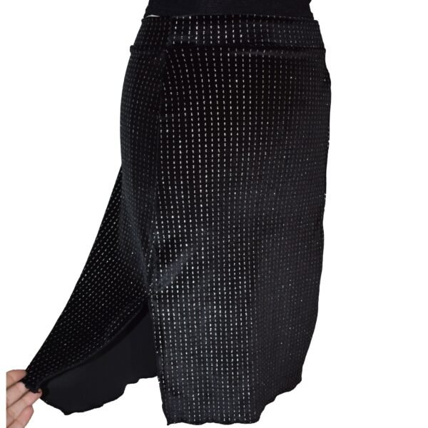 Black velvet argentine tango skirt S0049 side tail